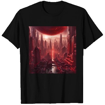 Discover Red Megapolis City On Alien Planet Sci-Fi Topic T Shirts
