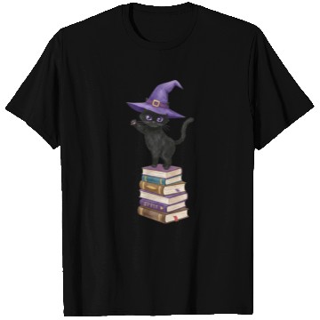 Discover Enchanted Black Cat with Witch Hat T Shirts