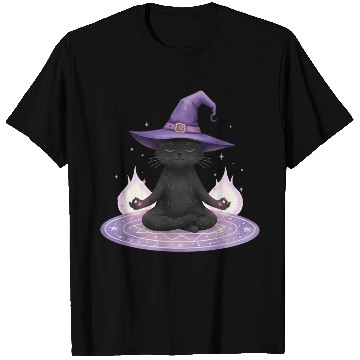 Discover Whimsical Black Cat Wizard Design T Shirts
