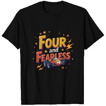 Discover Four and Fearless - 4th Birthday Race Car Design T Shirts
