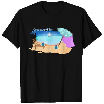 Discover Summer Beach Scene Illustration T Shirts