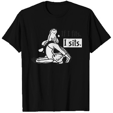 Discover Whimsical Cat and Person Yoga Illustration T Shirts