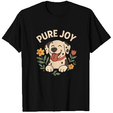 Discover Happy Dalmatian with Floral Accent T Shirts