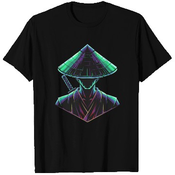 Discover Cyber Samurai Neon Illustration T Shirts