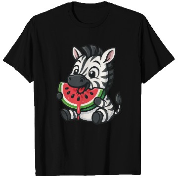 Discover Funny zebra watermelon fruit summer cartoon T Shirts