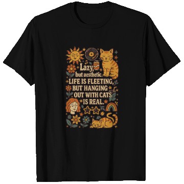 Discover Lazy Cat Life Quote Design T Shirts