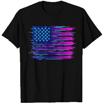 Discover Retro Neon Grunge American Flag T Shirts