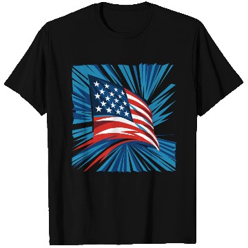 Discover Patriotic American Flag Burst Design T Shirts