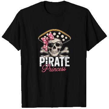 Discover Pirate Princess Skull and Crossbones with Pink Bow T Shirts