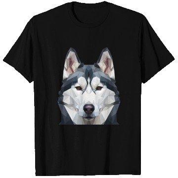 Discover Polygonal Husky Head T Shirts