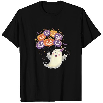 Discover Halloween Ghost with Jack-o'-Lantern Balloons T Shirts