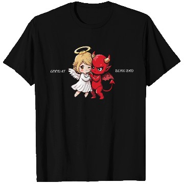 Discover Heavenly Angel vs Devil Cartoon Design T Shirts