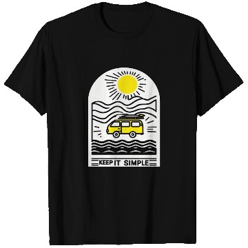 Discover Minimalist Nature Adventure Van Design T Shirts