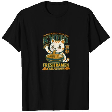 Discover Kyoto Cat Ramen Delicious Drink Design T Shirts
