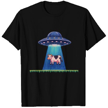 Discover Pixel Cow Abduction UFO T Shirts Design