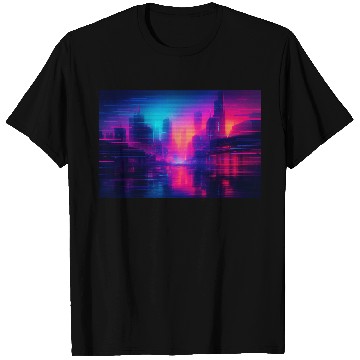 Discover Cyberpunk Glitch Cityscape Art T Shirts