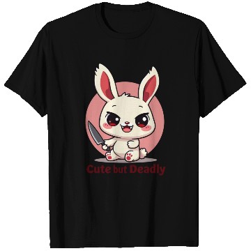 Discover Cute Bunny with a Dagger Design T Shirts