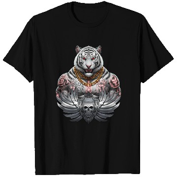 Discover Fierce White King Tiger Tattoo  T Shirts
