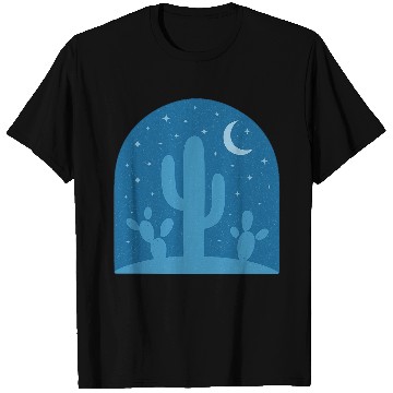 Discover Night Desert Cactus Silhouette Design T Shirts