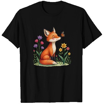 Discover Tiny Spring Friends Whimsical Fox Butterfly Floral T Shirts