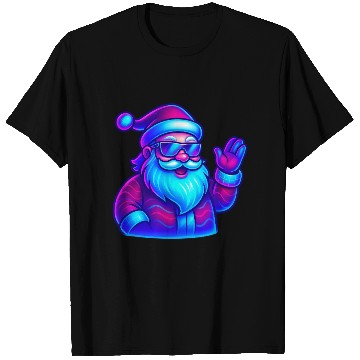 Discover Neon Santa Claus Cyberpunk Christmas T Shirts