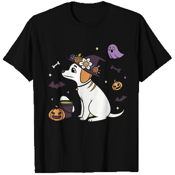 Discover Halloween Witch Dog Illustration T Shirts