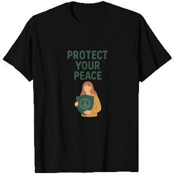 Discover Peaceful Defender Shield Illustration T Shirts