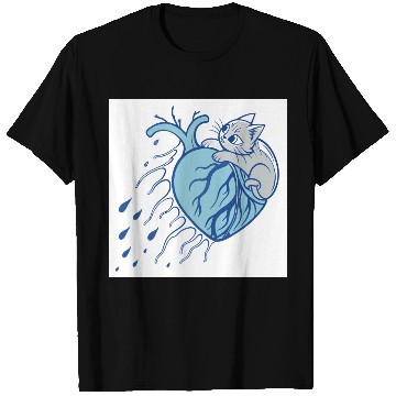 Discover Whimsical Cat Embracing Heart T Shirts