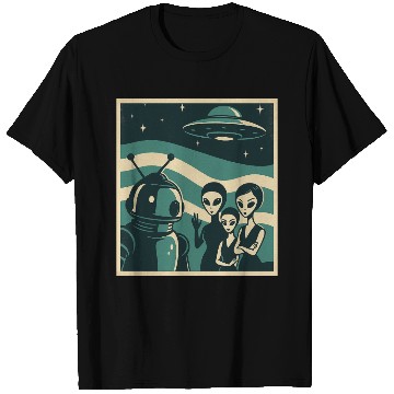 Discover Retro Sci-Fi Alien Encounter Design T Shirts