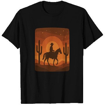Discover Cowboy Silhouette Sunset Scene T Shirts