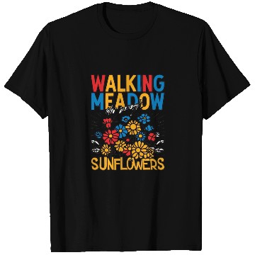 Discover Walking Meadow Sunflowers Design T Shirts