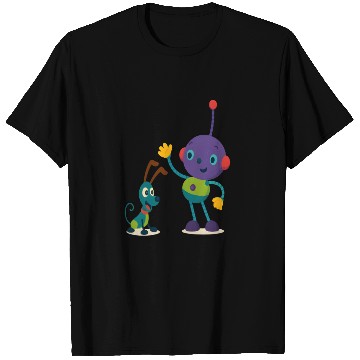 Discover Colorful Robot and Dog Cartoon Design T Shirts