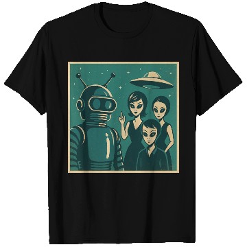 Discover Retro Sci-Fi Alien Encounter Design T Shirts