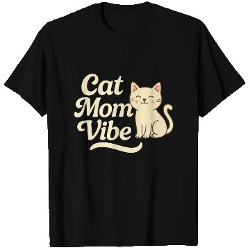 Discover Cat Mom Vibes – Cute Cartoon Cat Design for Cat L T Shirts