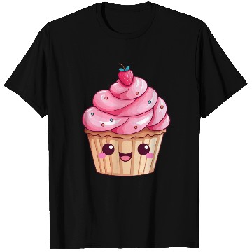 Discover Kawaii Cupcake with Pink Swirl Icing T Shirts