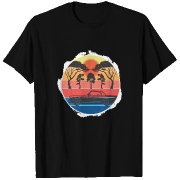 Discover Retro Sunset Car Scene Design T Shirts