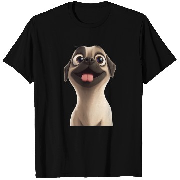 Discover Playful Pug Cartoon Design T Shirts