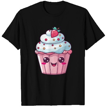 Discover Kawaii Strawberry Cupcake Illustration T Shirts