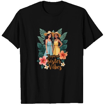 Discover Tropical Sister Vibes Illustration T Shirts