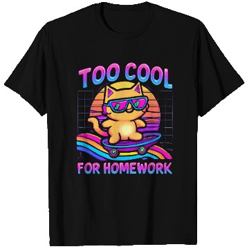 Discover Retro Cool Cat Skateboarding Fun T Shirts