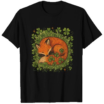 Discover Fox Sleeping in Clover Peaceful Nature Art T Shirts