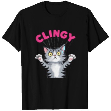 Discover Humorous Clingy Cat Illustration T Shirts