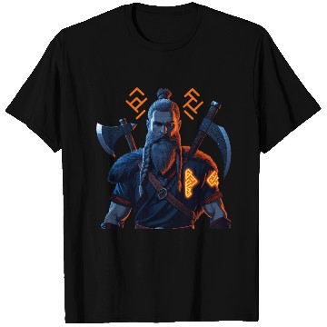 Discover Viking Warrior with Axes and Fur T Shirts