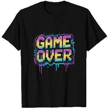 Discover Pixelated Game Over Graffiti Design T Shirts
