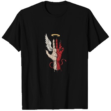 Discover Divine Demonic Hand with Angel and Devil T Shirts