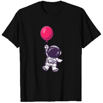Discover Astronaut Holding Pink Balloon Illustration T Shirts