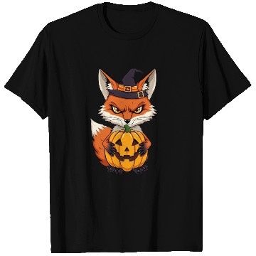 Discover Halloween fox pumpkin cartoon illustration T Shirts