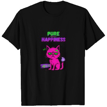 Discover Neon Grumpy Cat – Pure Happiness Graphic T Shirts
