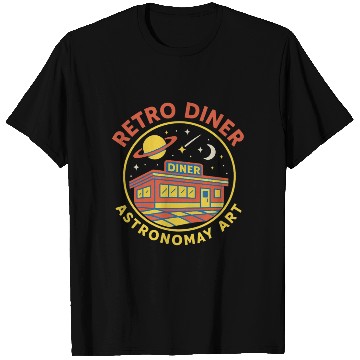 Discover Retro Space Diner Astronomy Art T Shirts