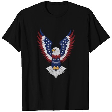 Discover American Bald Eagle with USA Flag Wing Art Design T Shirts